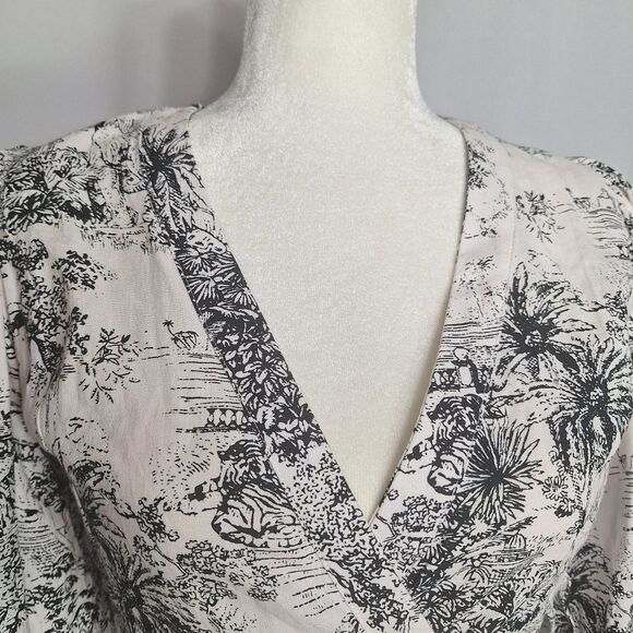 Olivaceous Womens Milkmaid Dress Toile Print Linen Cottagecore Small - Picture 3 of 13